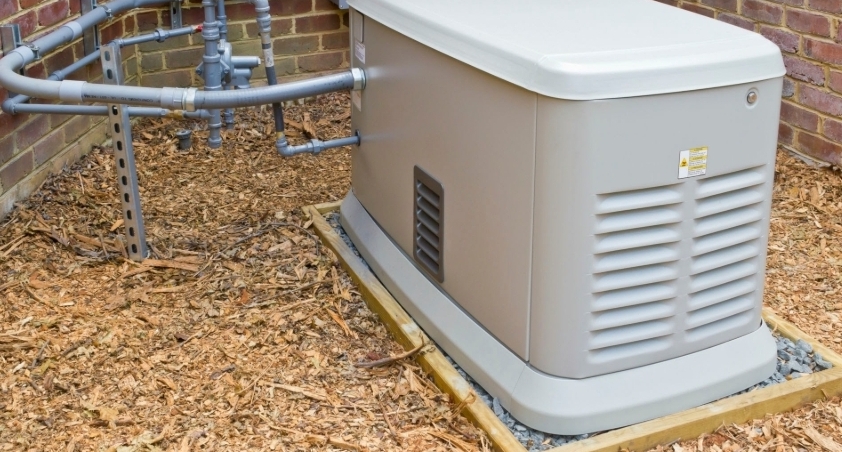 Standby generator installed beside a home